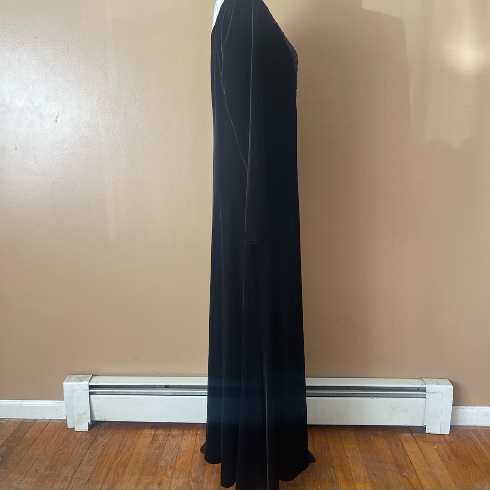Jeffrey + Dara Vintage Velvet Evening Long-Sleeve Dress with Lace Insert size 14 - Picture 4 of 8